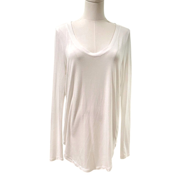 Athleta Tops - Athleta Cloudlight Cream White Scoop Neck Long Sleeve Shirt Medium Athleisure